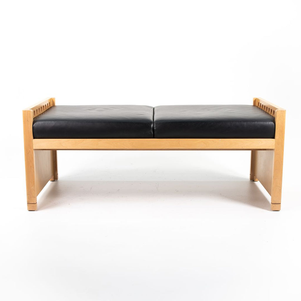 1995 2-Seater Mission Bench by Brian Kane for Metropolitan Furniture in Maple and Black Leather