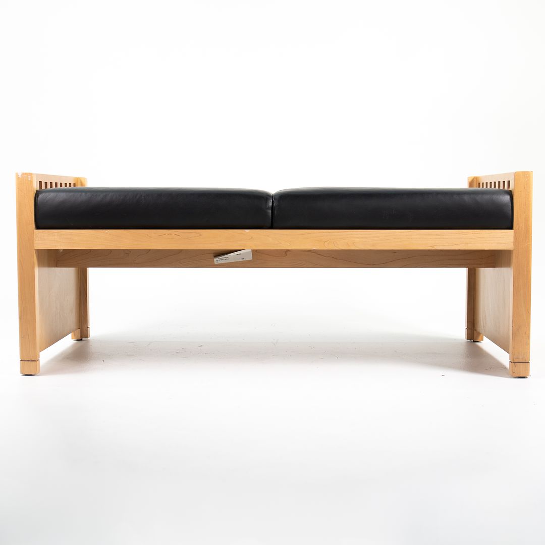 1995 2-Seater Mission Bench by Brian Kane for Metropolitan Furniture in Maple and Black Leather