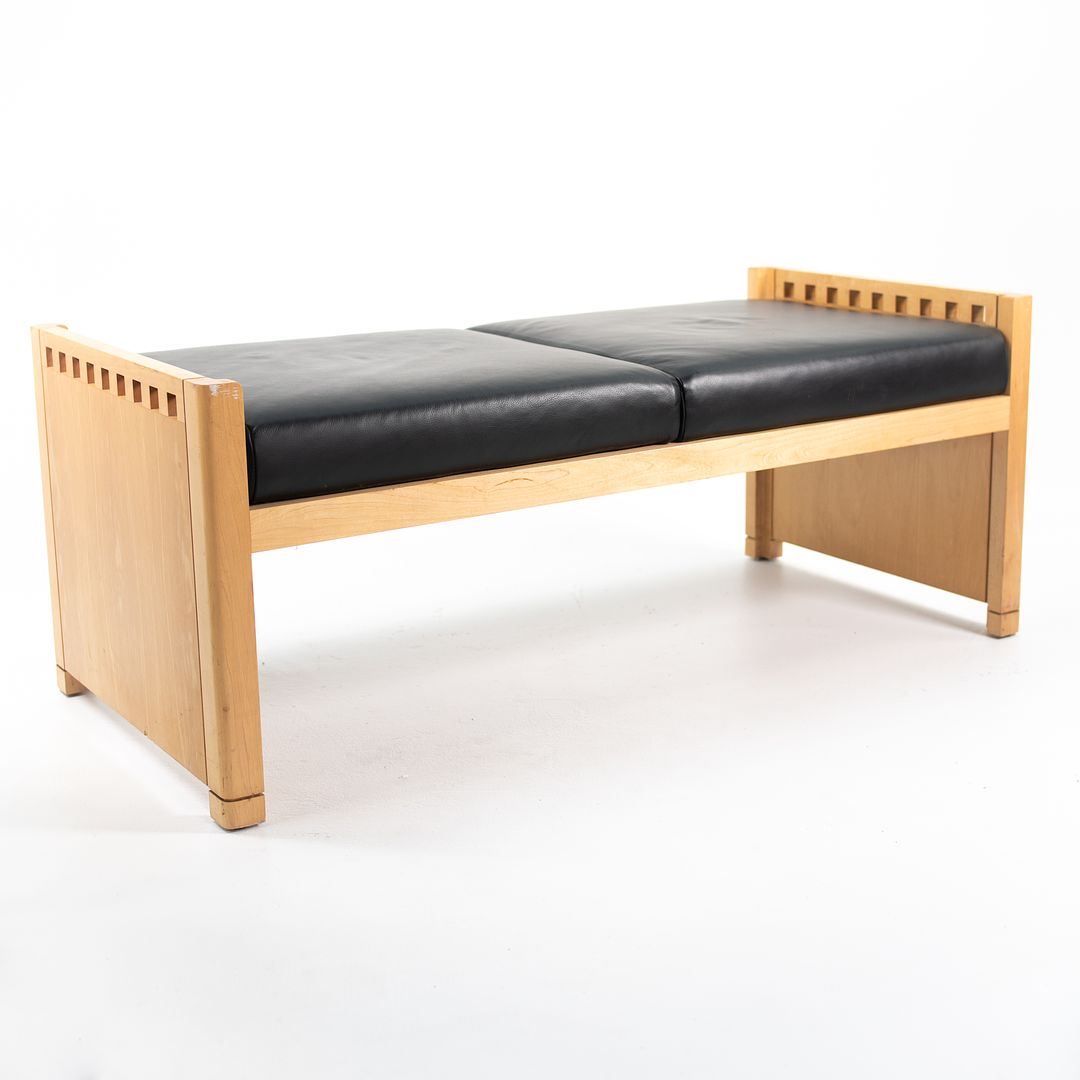1995 2-Seater Mission Bench by Brian Kane for Metropolitan Furniture in Maple and Black Leather