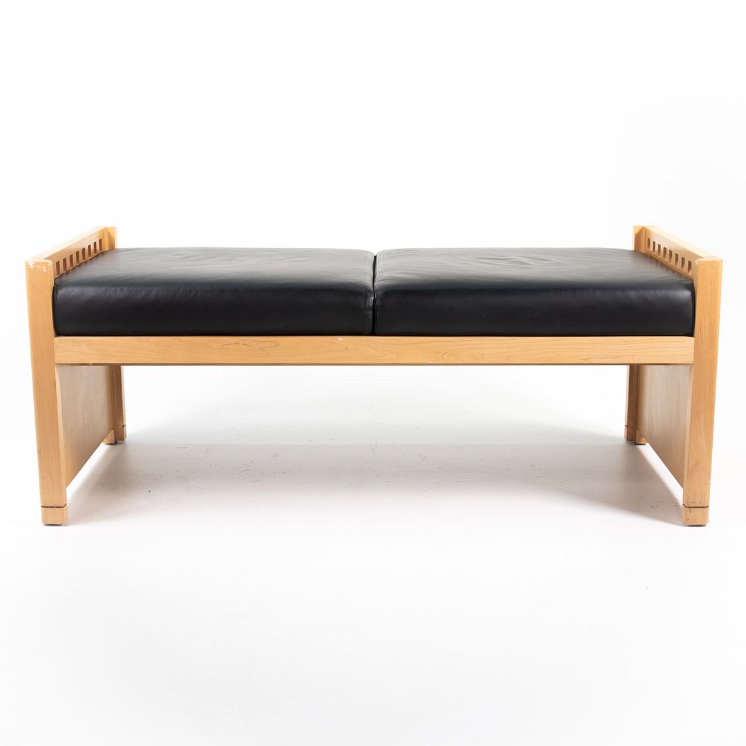 1995 2-Seater Mission Bench by Brian Kane for Metropolitan Furniture in Maple and Black Leather