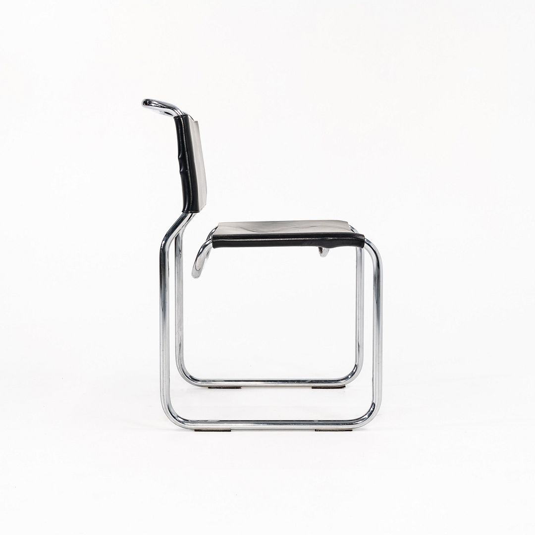 1974 Set of Eight Zographos CH66 Side Chairs by Nicos Zographos for General Fireproofing Company in Black Leather