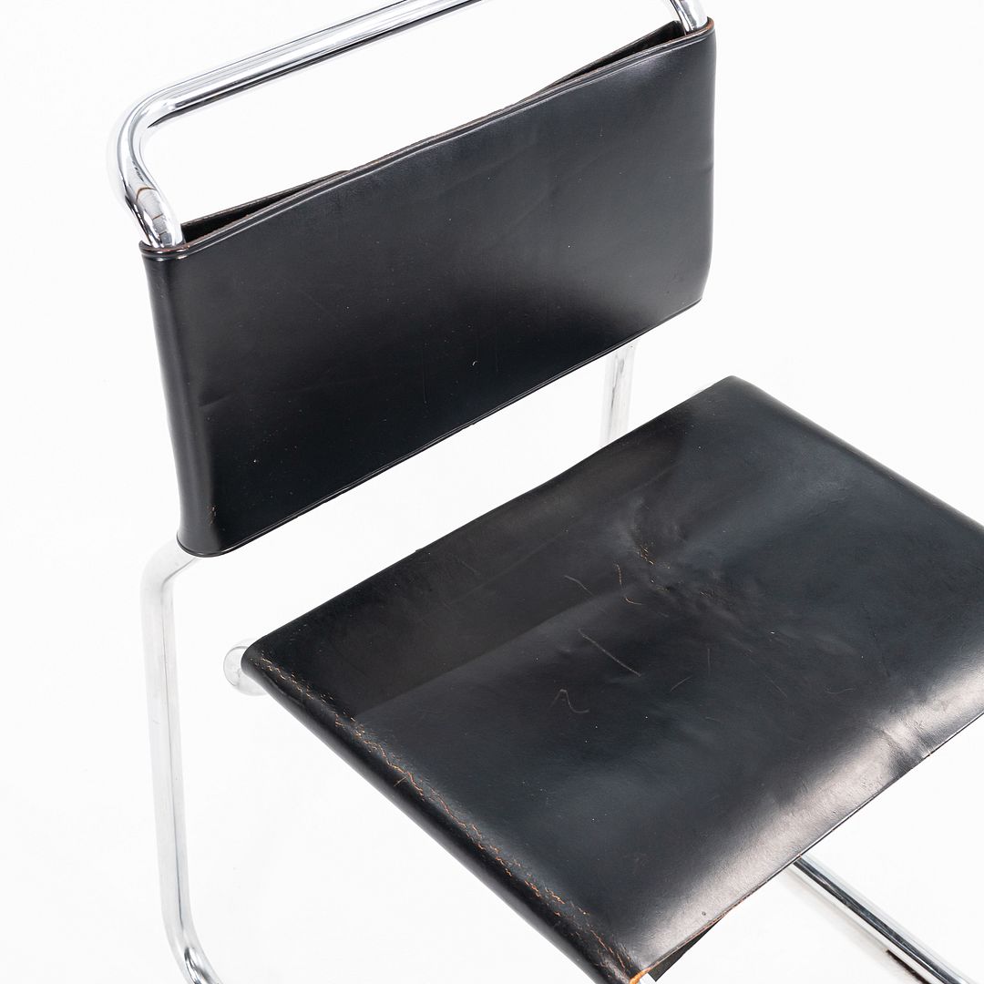 1974 Set of Eight Zographos CH66 Side Chairs by Nicos Zographos for General Fireproofing Company in Black Leather