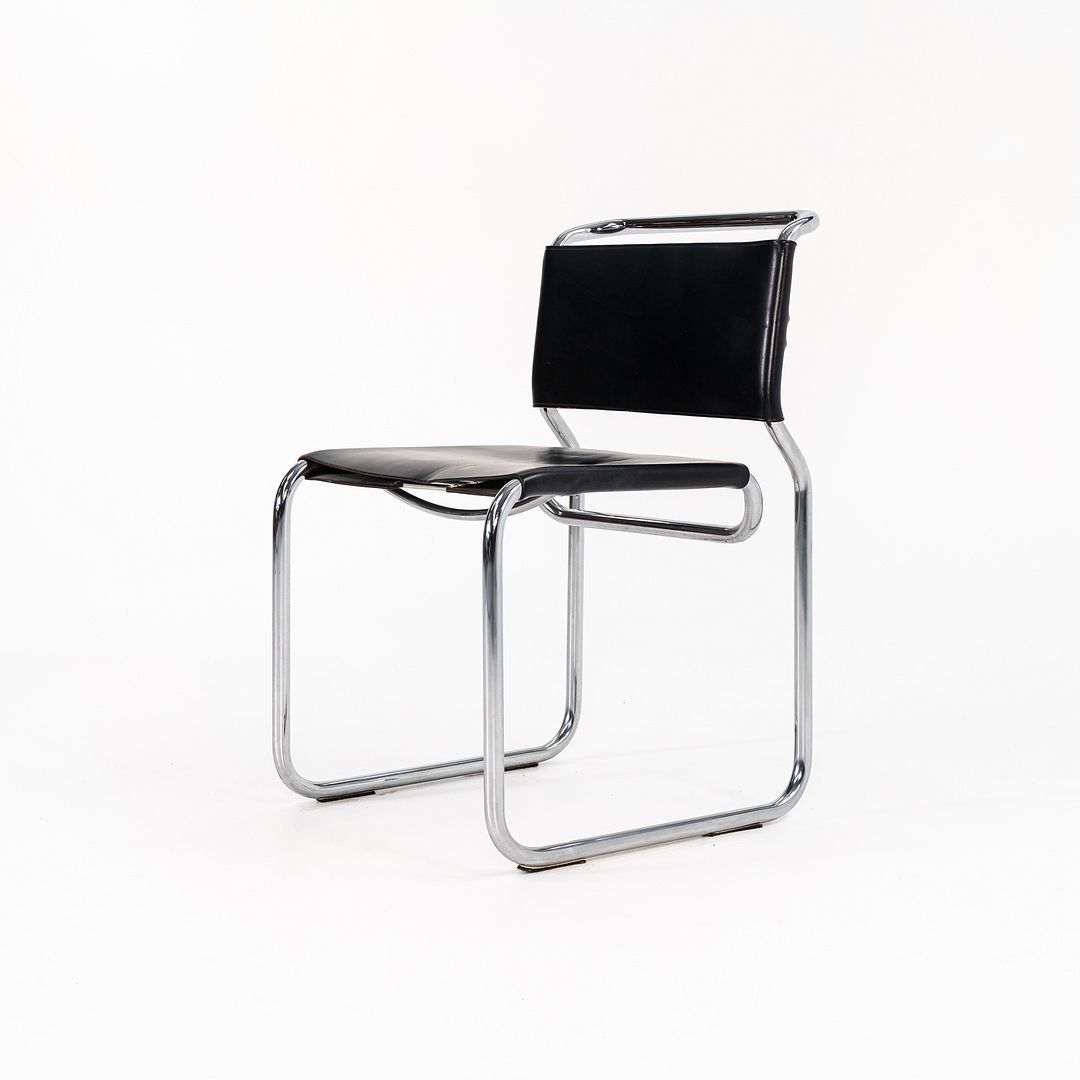 1974 Set of Eight Zographos CH66 Side Chairs by Nicos Zographos for General Fireproofing Company in Black Leather
