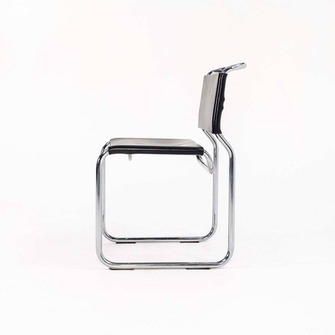 1974 Set of Eight Zographos CH66 Side Chairs by Nicos Zographos for General Fireproofing Company in Black Leather