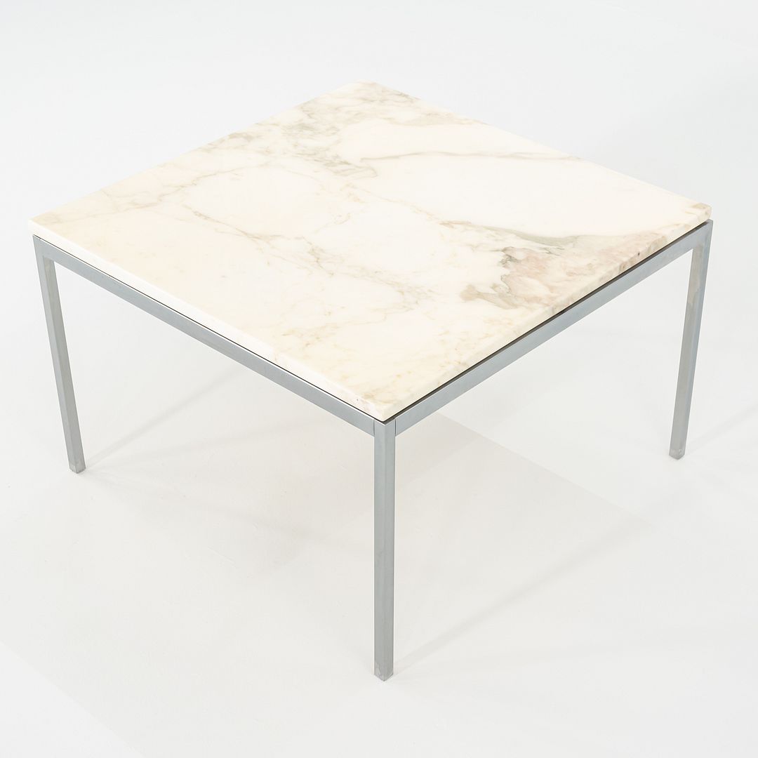 1960s Florence Knoll Square Marble Coffee / Side / End Table with Steel Frame