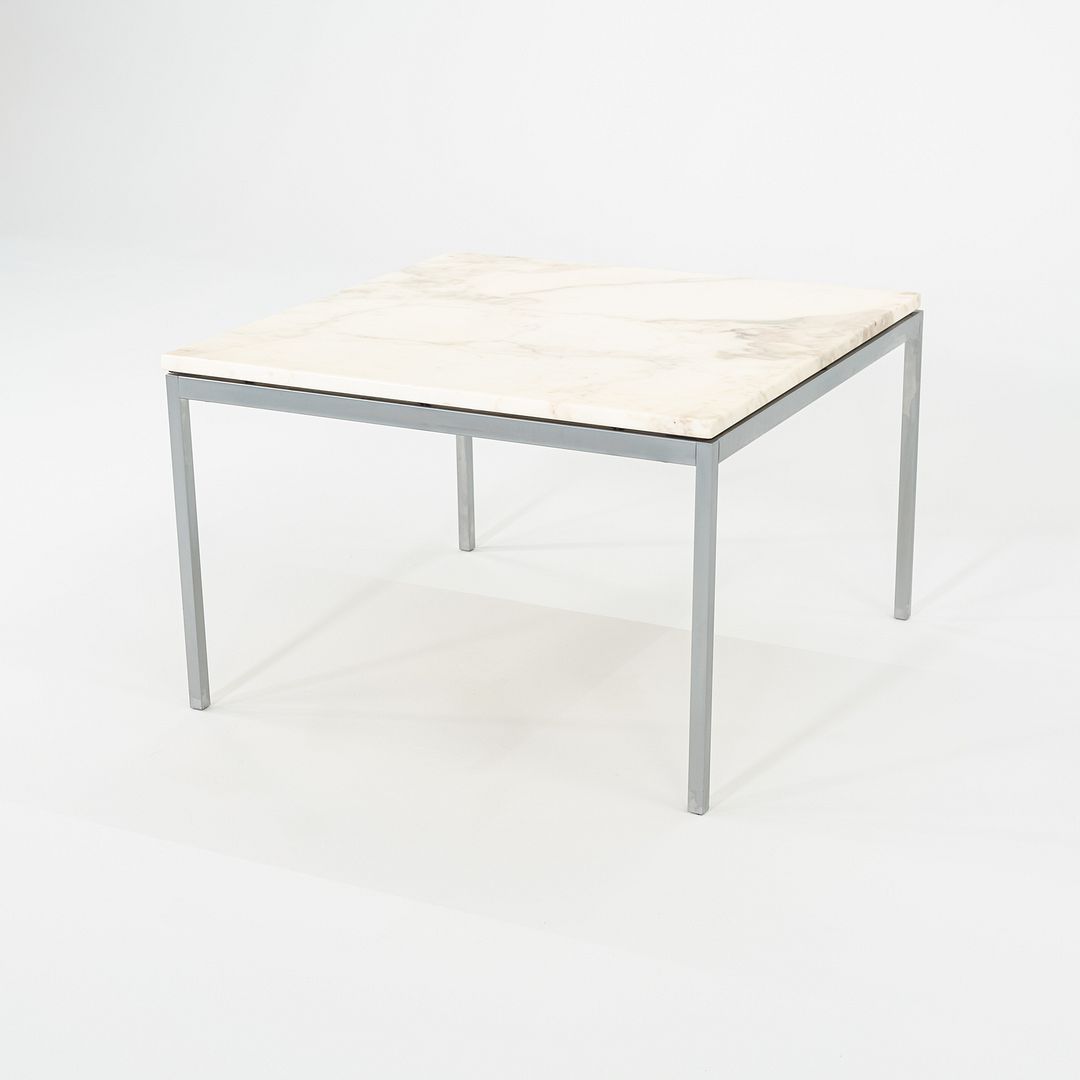 1960s Florence Knoll Square Marble Coffee / Side / End Table with Steel Frame