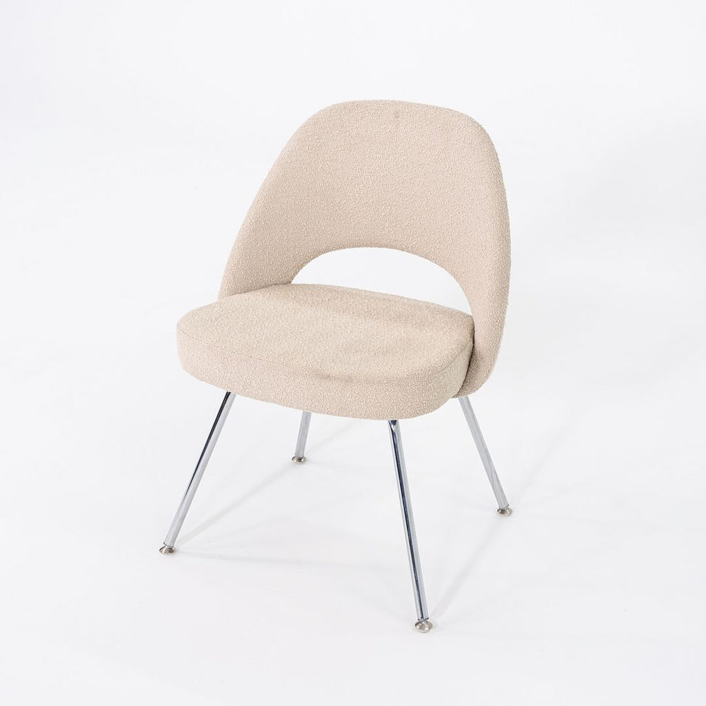 2020 Eero Saarinen for Knoll Armless Executive Side Chair in Off-White Fabric