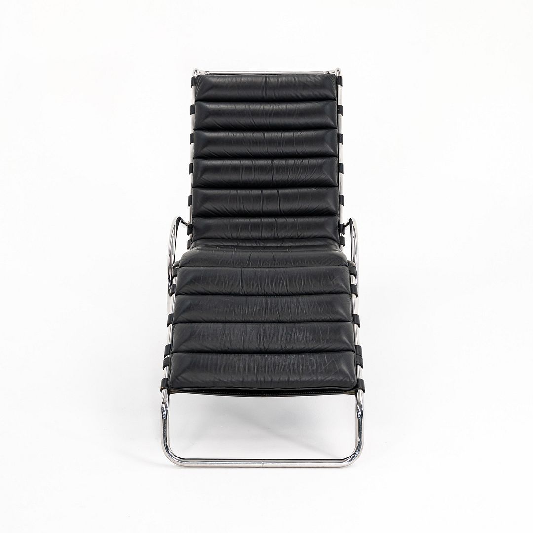 1980 Model 242 MR Adjustable Chaise Lounge by Mies van der Rohe for Knoll in Black Leather