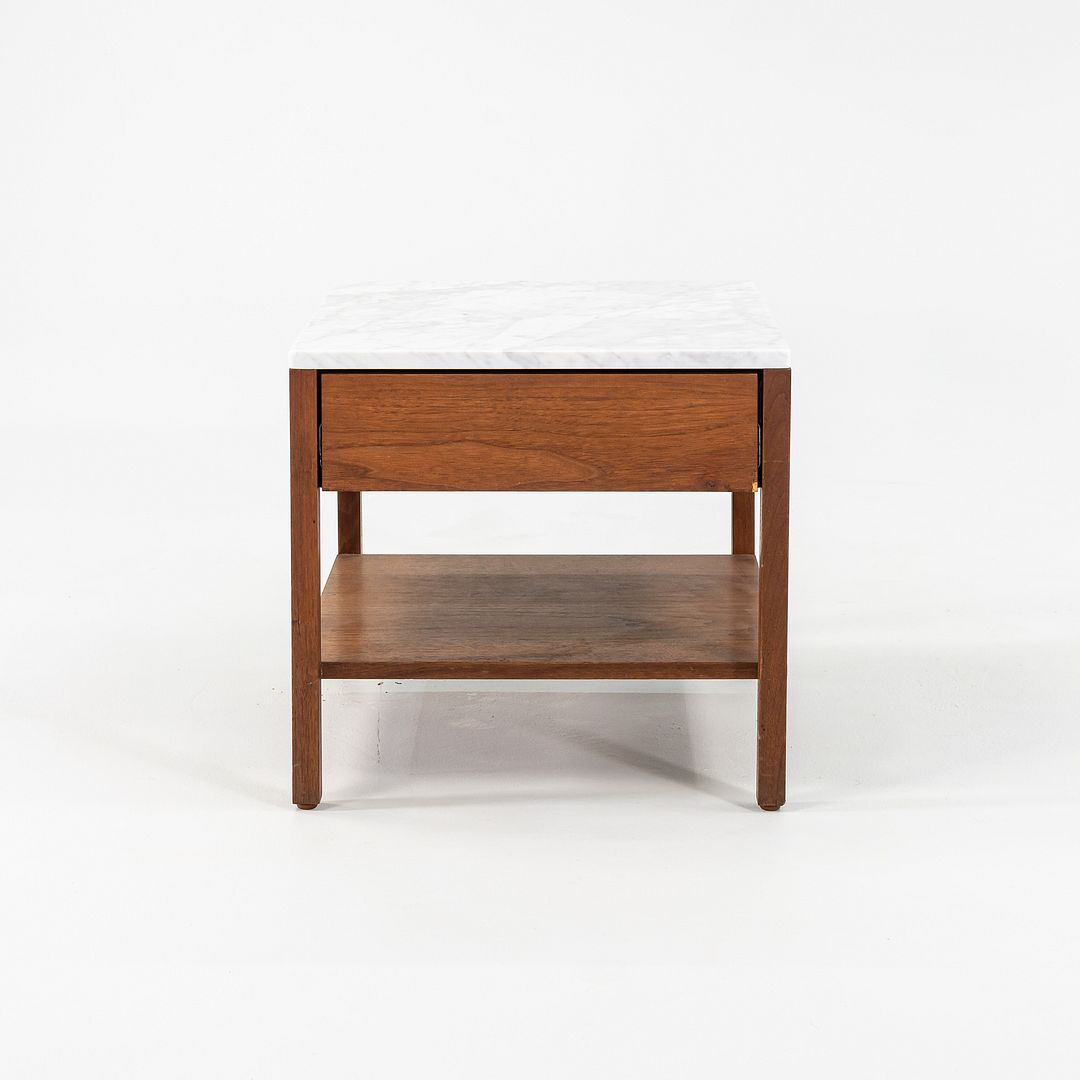 1960s Walnut Bedside Table, Model 327 IS by Florence Knoll with Marble Top