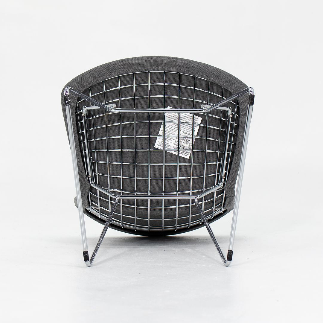 2021 Pair of Knoll Bertoia Side Chairs, Model 420C by Harry Bertoia for Knoll in Chromed Steel and Fabric