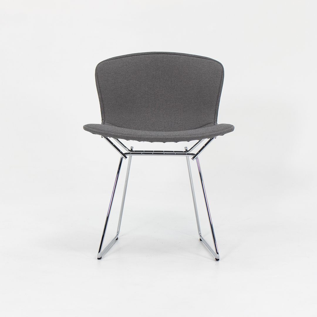 2021 Pair of Knoll Bertoia Side Chairs, Model 420C by Harry Bertoia for Knoll in Chromed Steel and Fabric