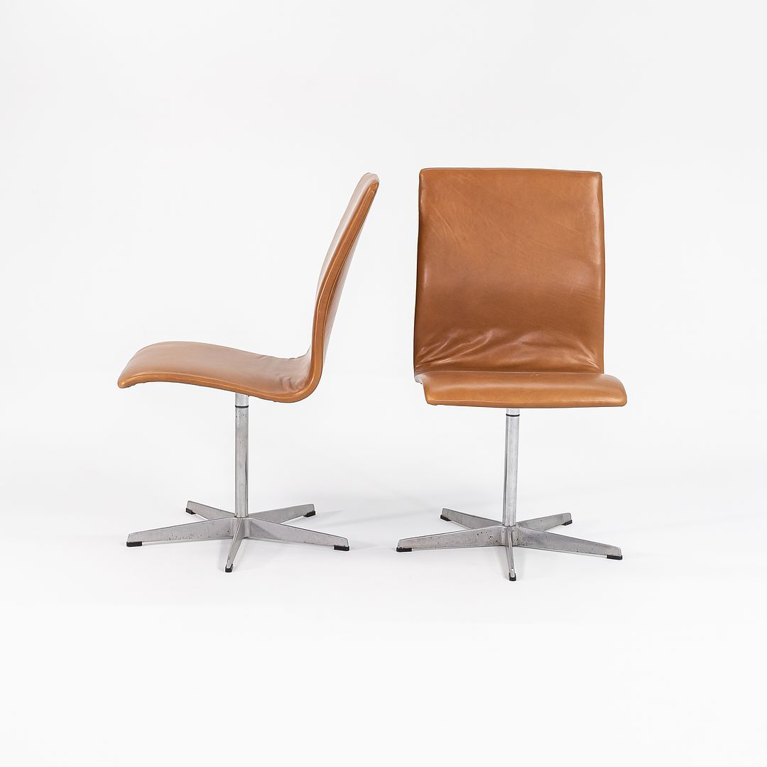 1973 Pair of Oxford Chairs, Model 3171T by Arne Jacobsen for Fritz Hansen in New Cognac Leather