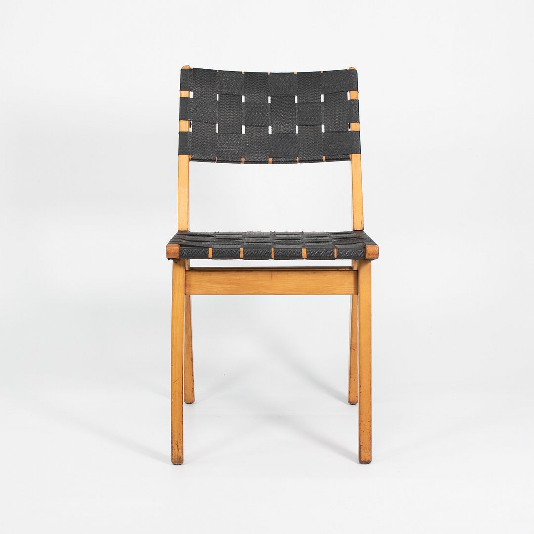 1950 Knoll Risom Side Chair in Lacquered Maple with Black Webbing, Model 666C-WB