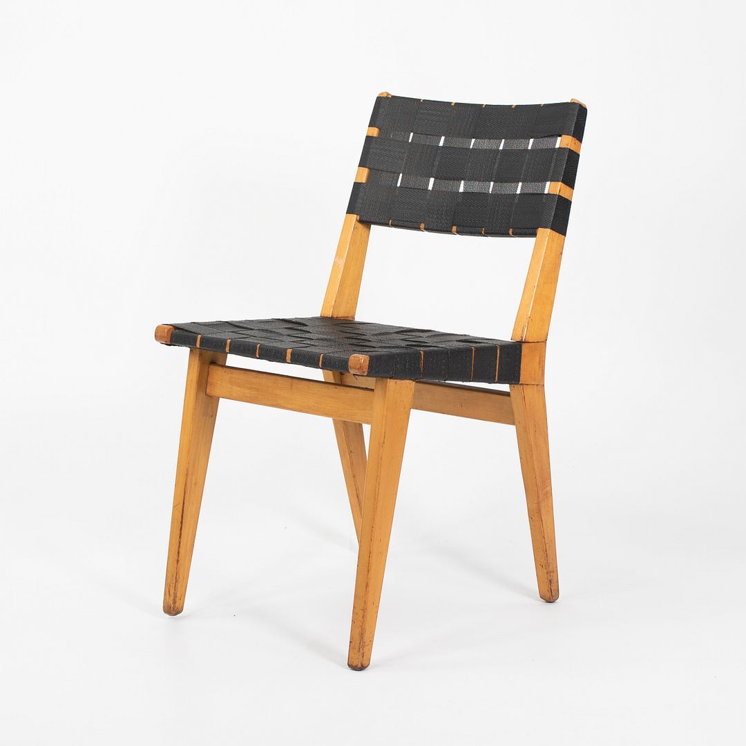 1950 Knoll Risom Side Chair in Lacquered Maple with Black Webbing, Model 666C-WB