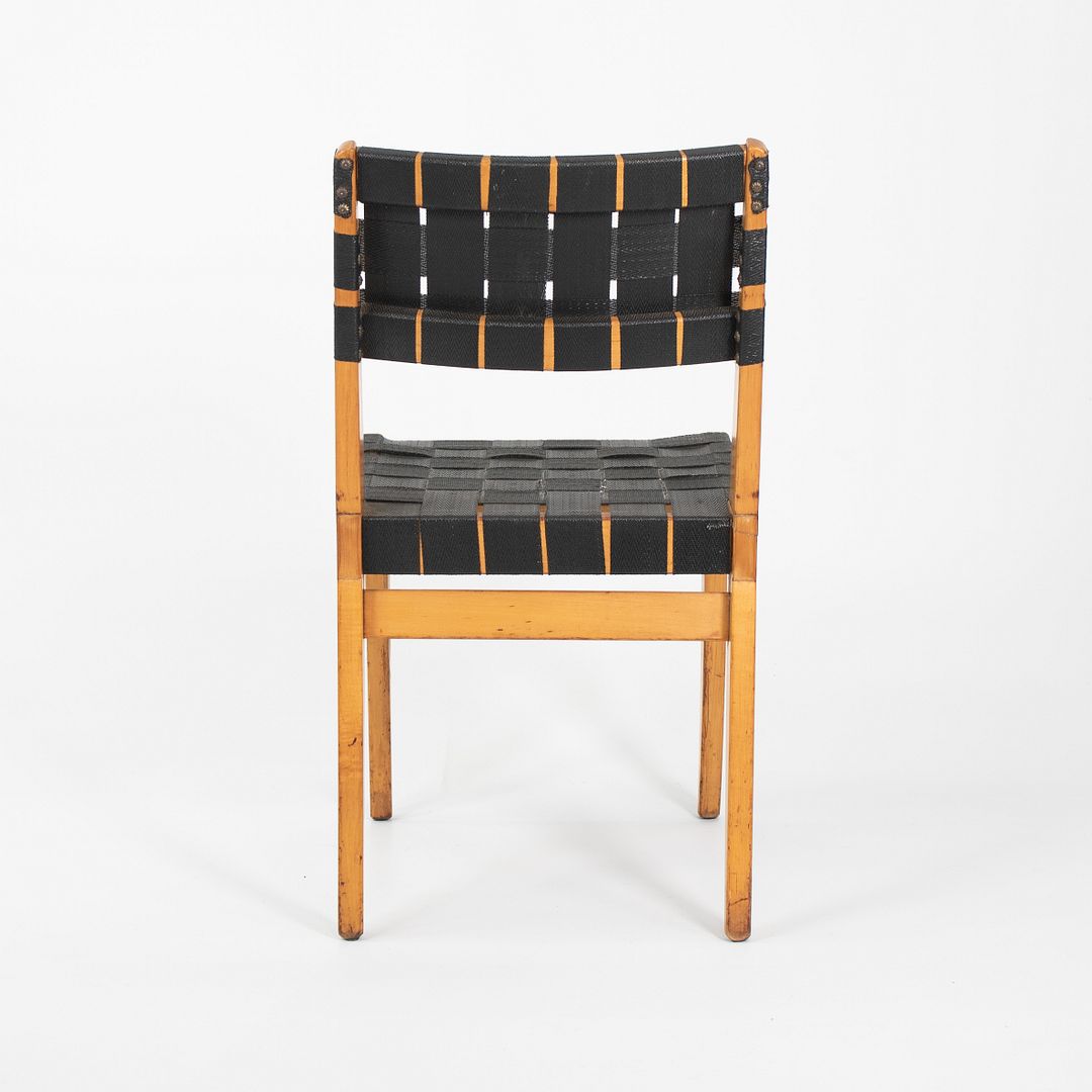 1950 Knoll Risom Side Chair in Lacquered Maple with Black Webbing, Model 666C-WB