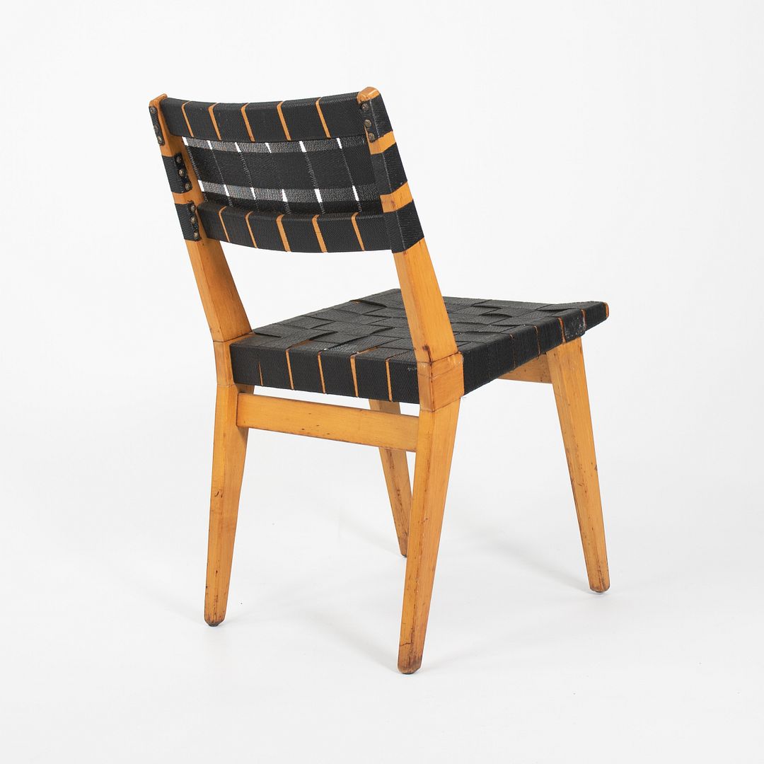 1950 Knoll Risom Side Chair in Lacquered Maple with Black Webbing, Model 666C-WB