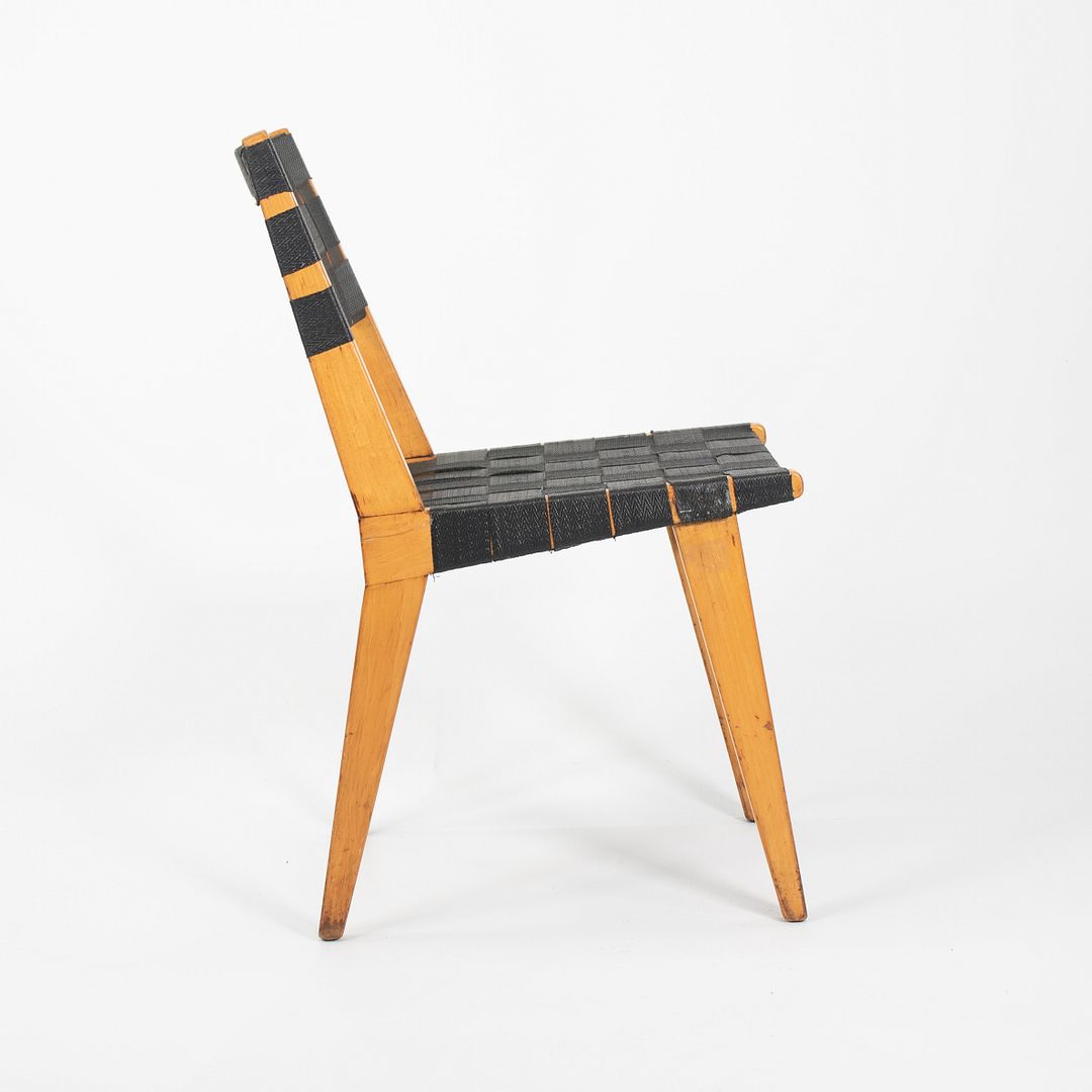 1950 Knoll Risom Side Chair in Lacquered Maple with Black Webbing, Model 666C-WB