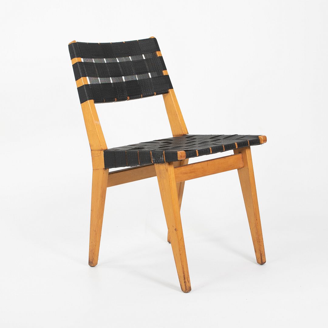 1950 Knoll Risom Side Chair in Lacquered Maple with Black Webbing, Model 666C-WB