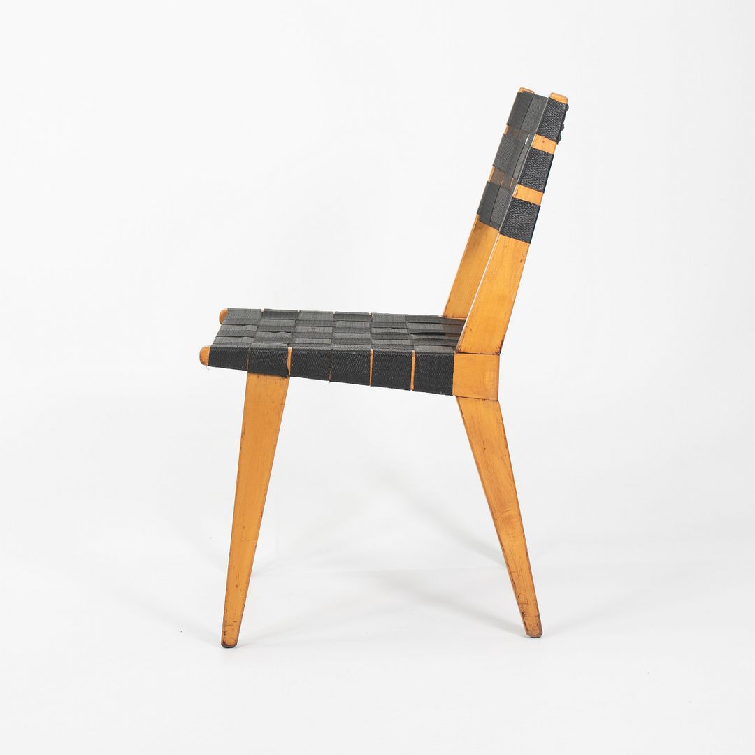 1950 Knoll Risom Side Chair in Lacquered Maple with Black Webbing, Model 666C-WB