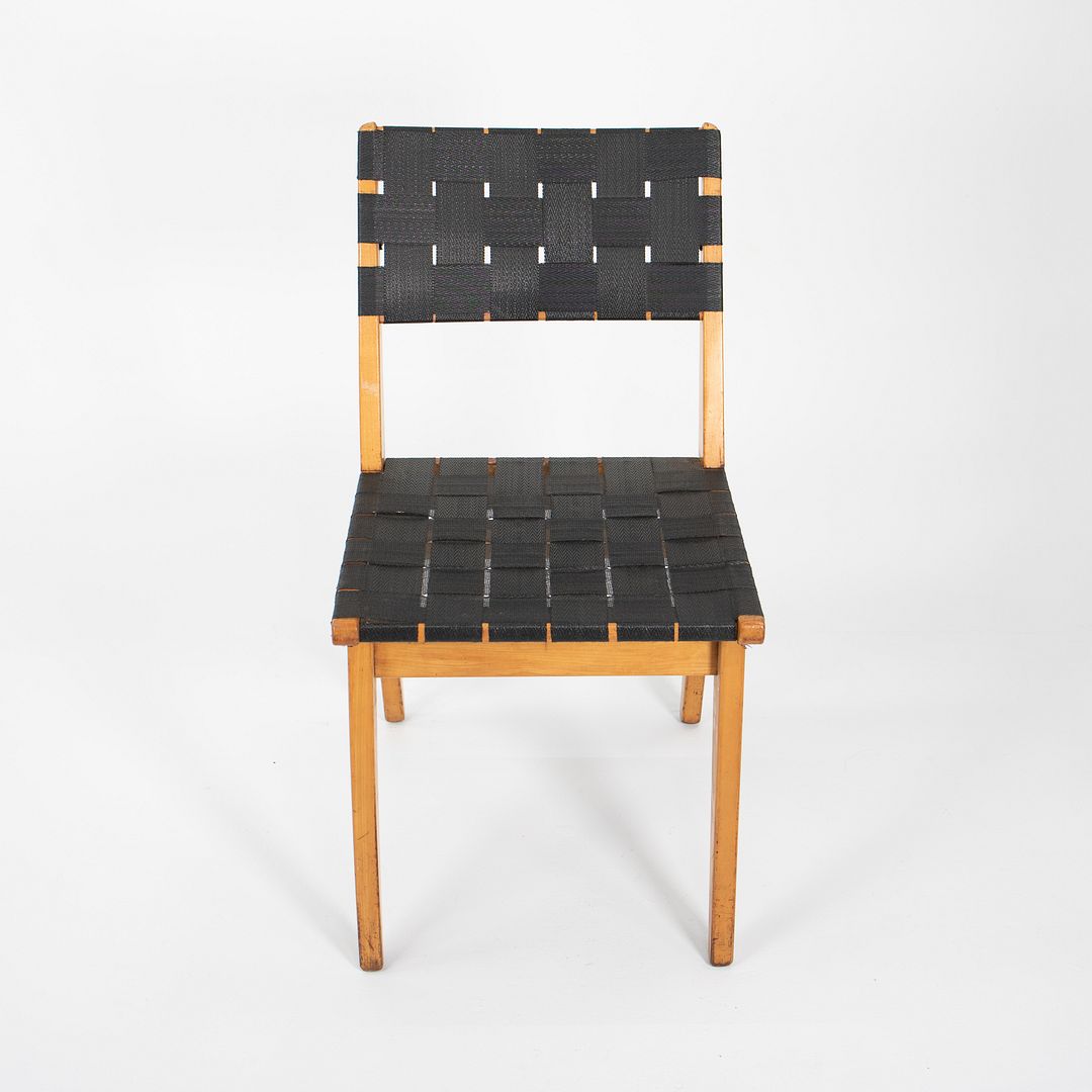 1950 Knoll Risom Side Chair in Lacquered Maple with Black Webbing, Model 666C-WB