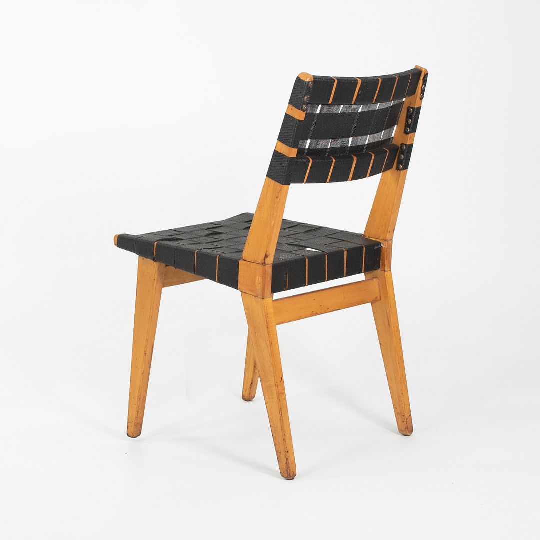 1950 Knoll Risom Side Chair in Lacquered Maple with Black Webbing, Model 666C-WB