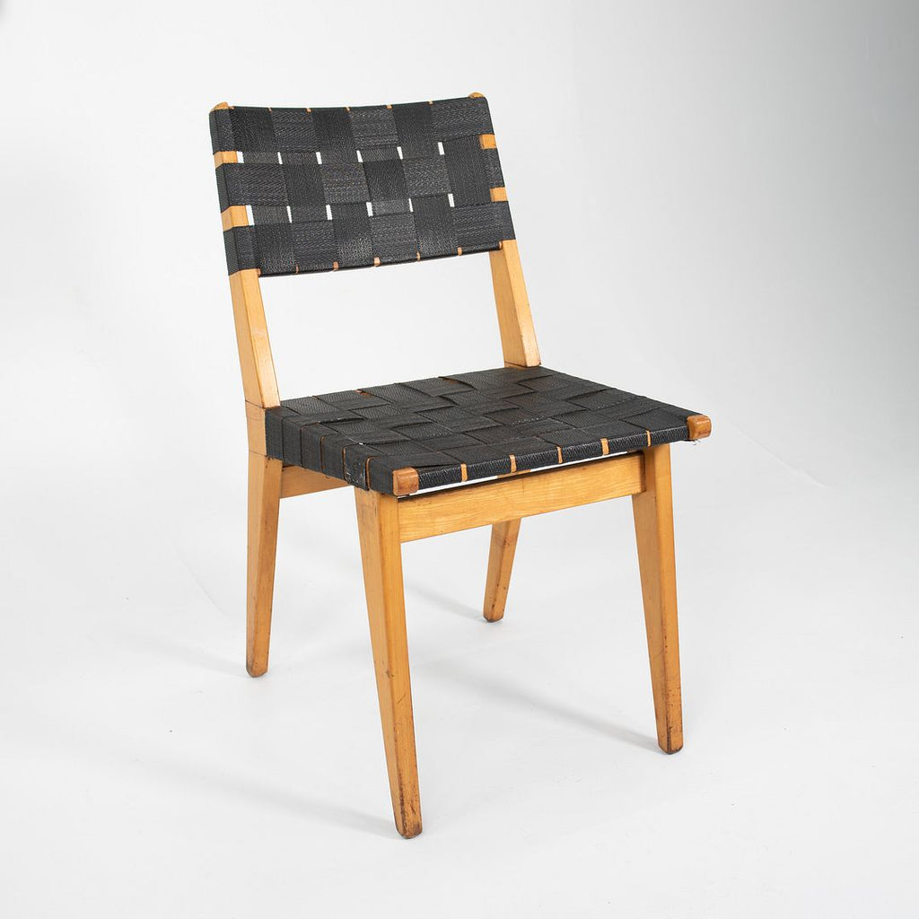 1950 Knoll Risom Side Chair in Lacquered Maple with Black Webbing, Model 666C-WB