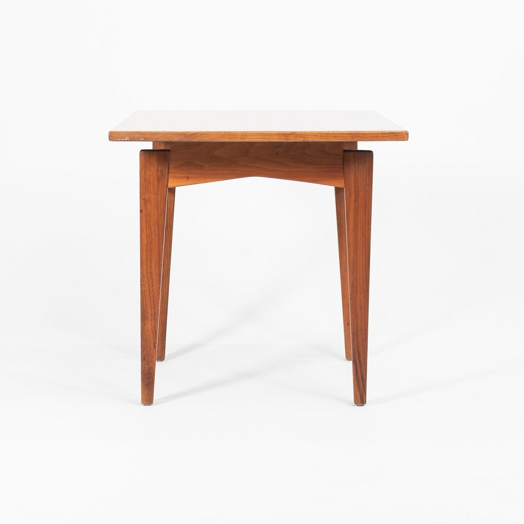 1960s Jens Risom Walnut Side Table with Faux Walnut Laminate Top 24x22 inches