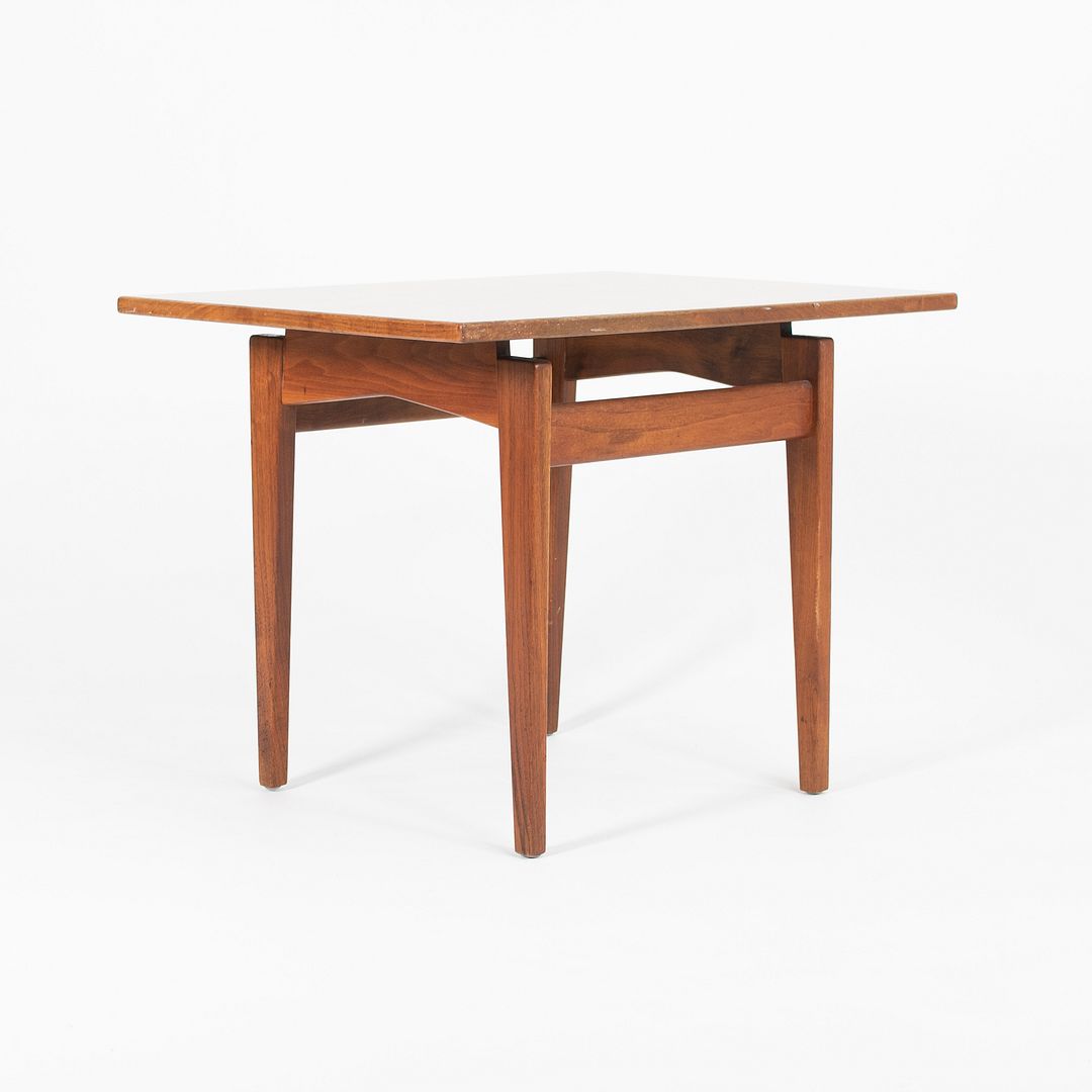 1960s Jens Risom Walnut Side Table with Faux Walnut Laminate Top 24x22 inches