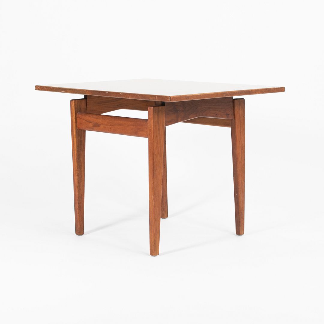 1960s Jens Risom Walnut Side Table with Faux Walnut Laminate Top 24x22 inches
