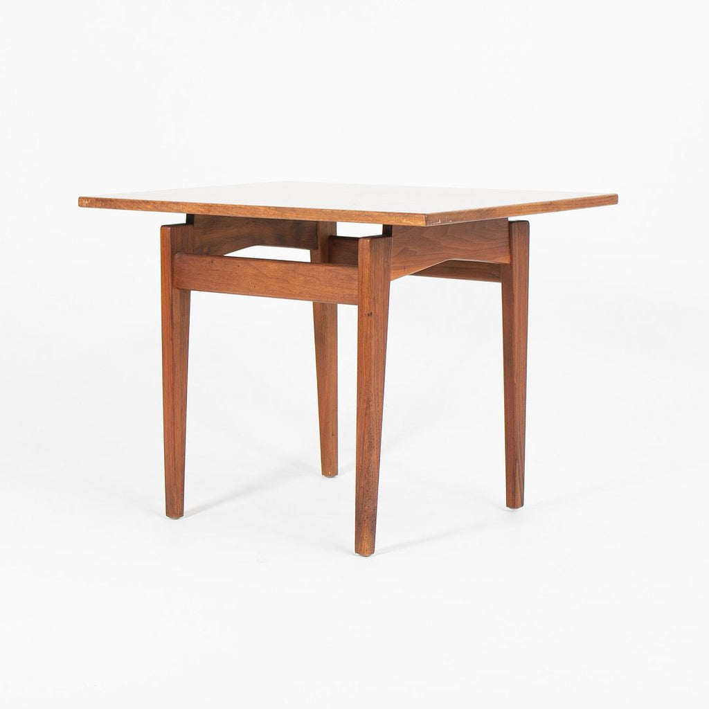 1960s Jens Risom Walnut Side Table with Faux Walnut Laminate Top 24x22 inches