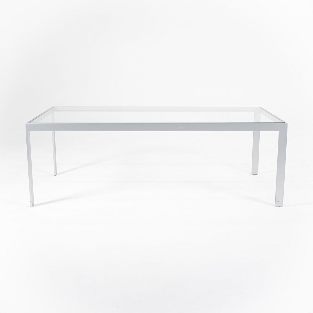 2010s Matte Steel Framed Coffee Table with Glass Tabletop 48 x 24 x 16 inches