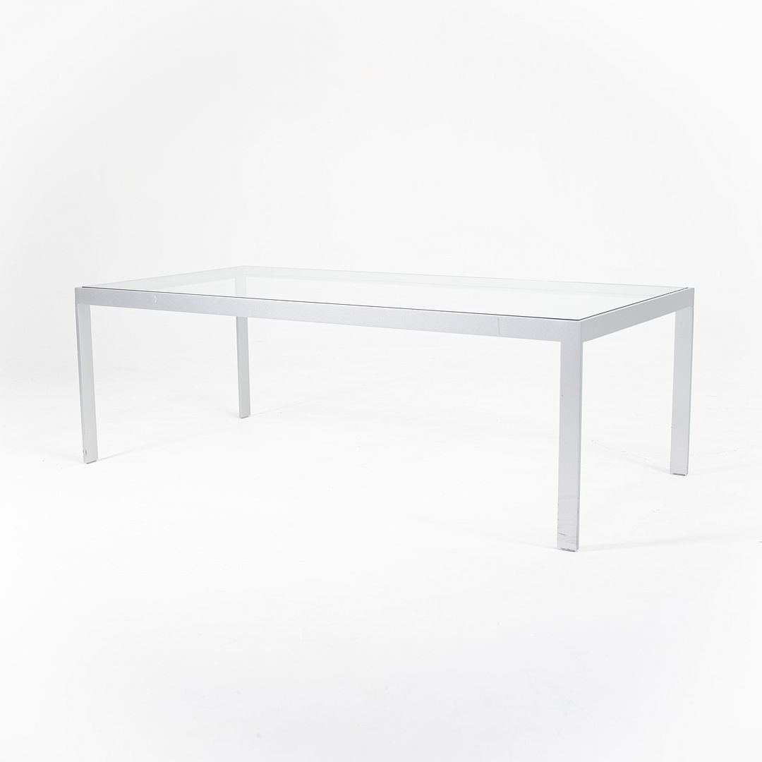 2010s Matte Steel Framed Coffee Table with Glass Tabletop 48 x 24 x 16 inches