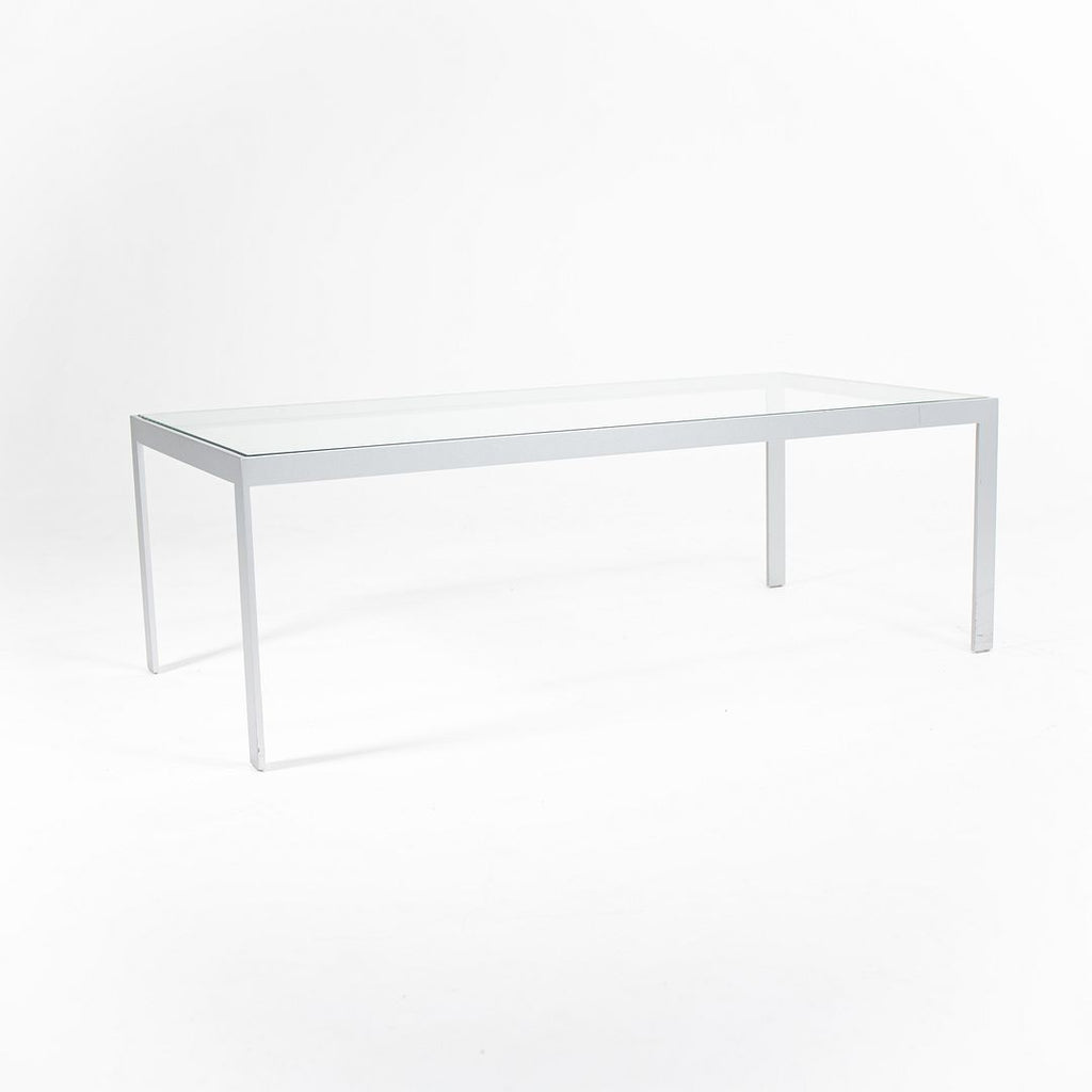 2010s Matte Steel Framed Coffee Table with Glass Tabletop 48 x 24 x 16 inches