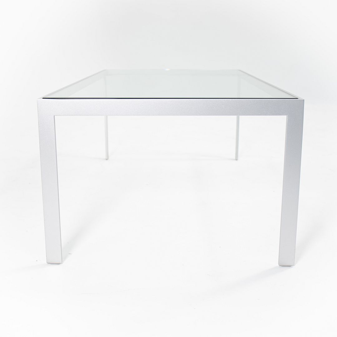 2010s Matte Steel Framed Coffee Table with Glass Tabletop 48 x 24 x 16 inches