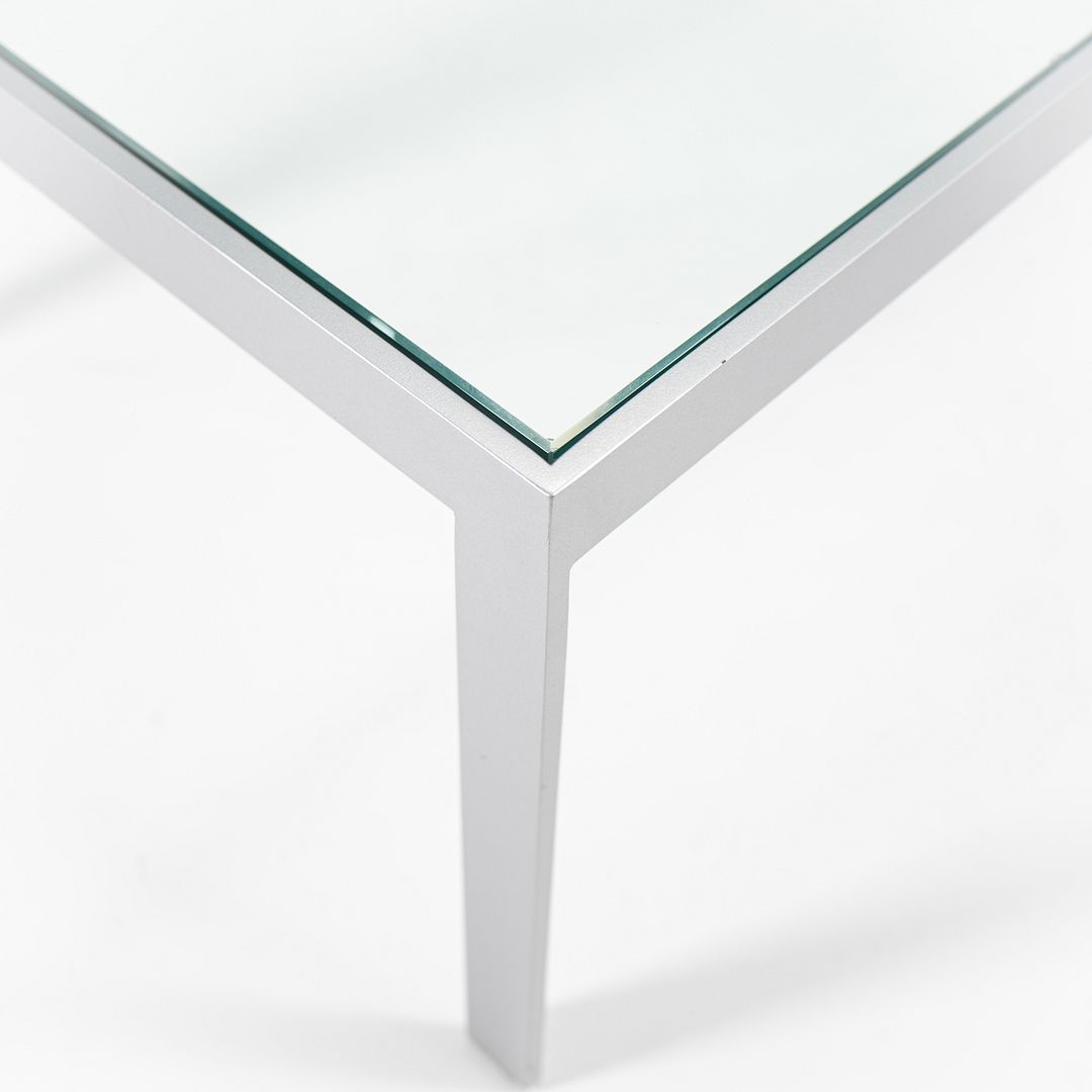 2010s Matte Steel Framed Coffee Table with Glass Tabletop 48 x 24 x 16 inches