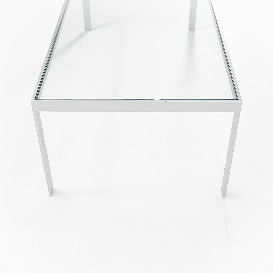 2010s Matte Steel Framed Coffee Table with Glass Tabletop 48 x 24 x 16 inches