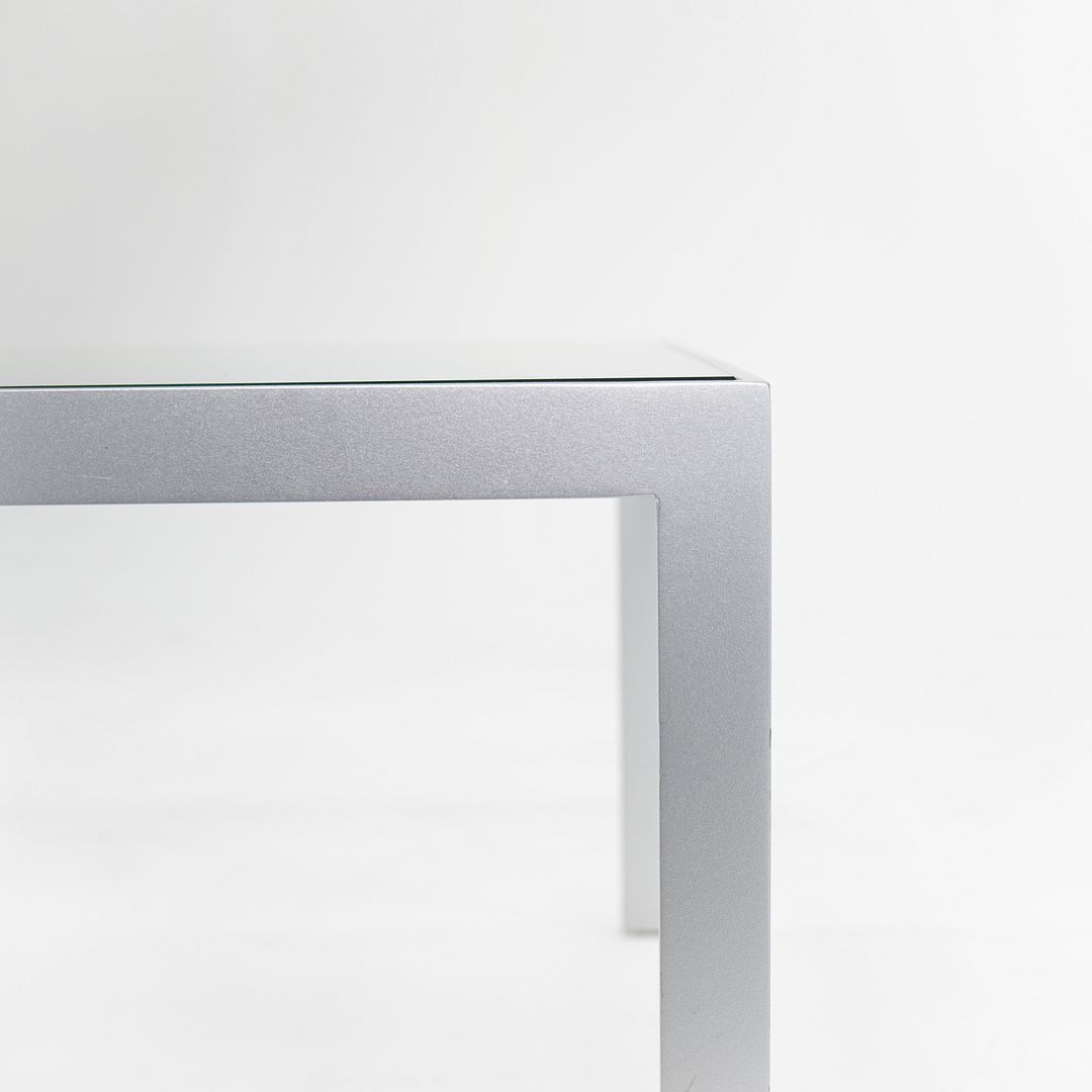 2010s Matte Steel Framed Coffee Table with Glass Tabletop 48 x 24 x 16 inches