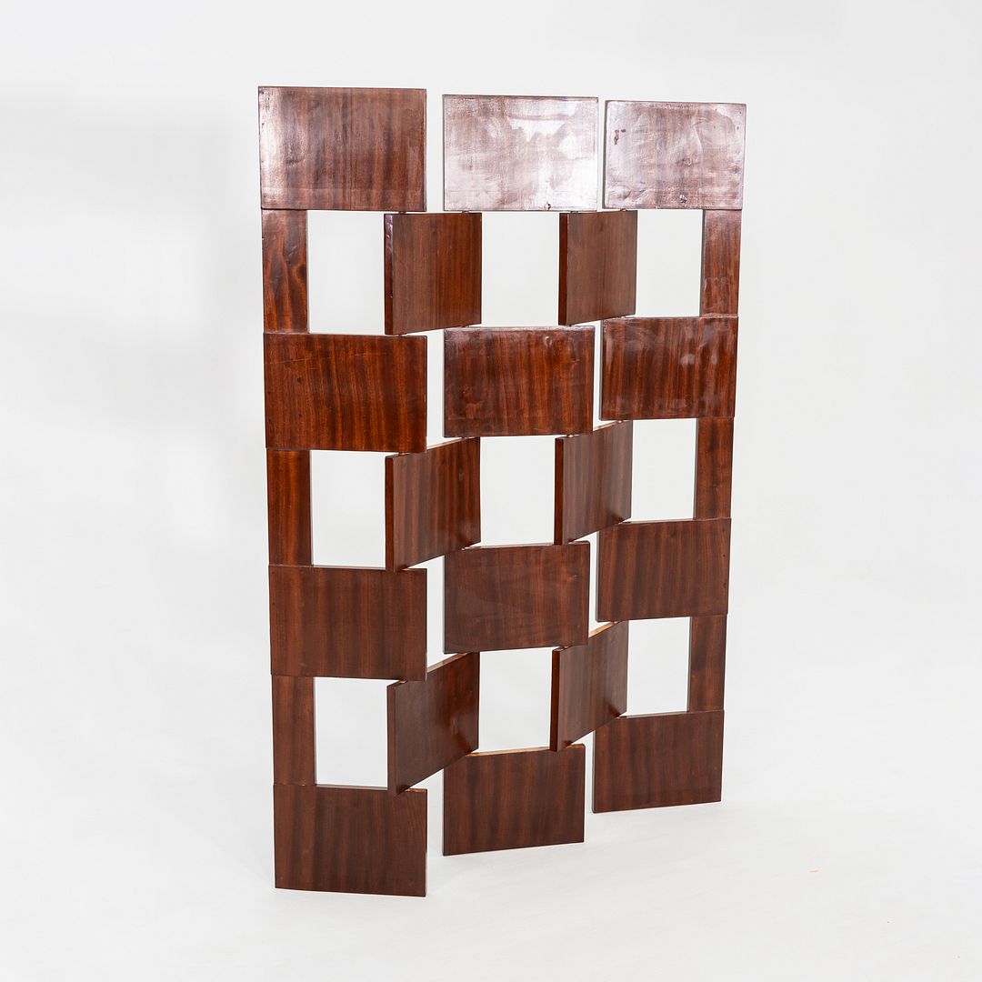 C. 1980s Eileen Gray Brick Screen Laquage Paravent Room Divider in Mahogany