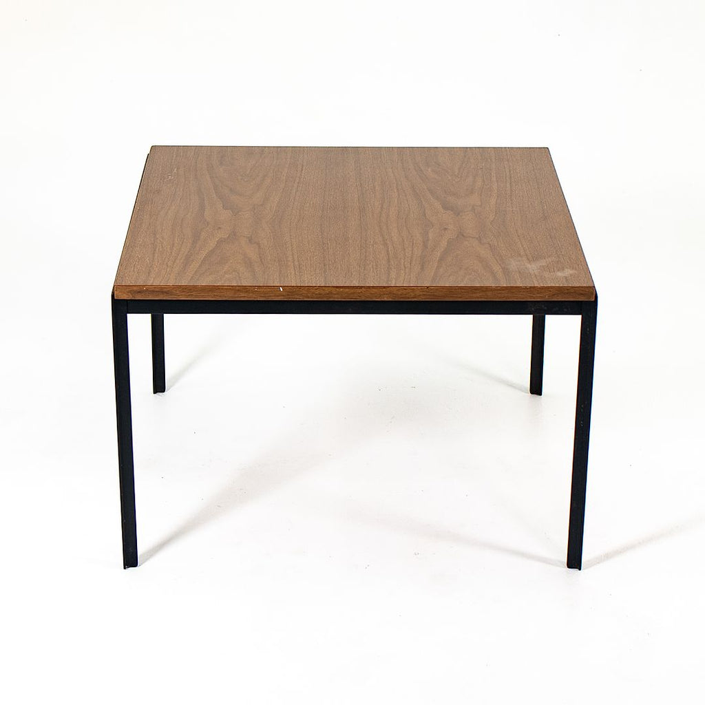 1960s Florence Knoll T-Angle Square Coffee Table with Faux Walnut Laminate Top
