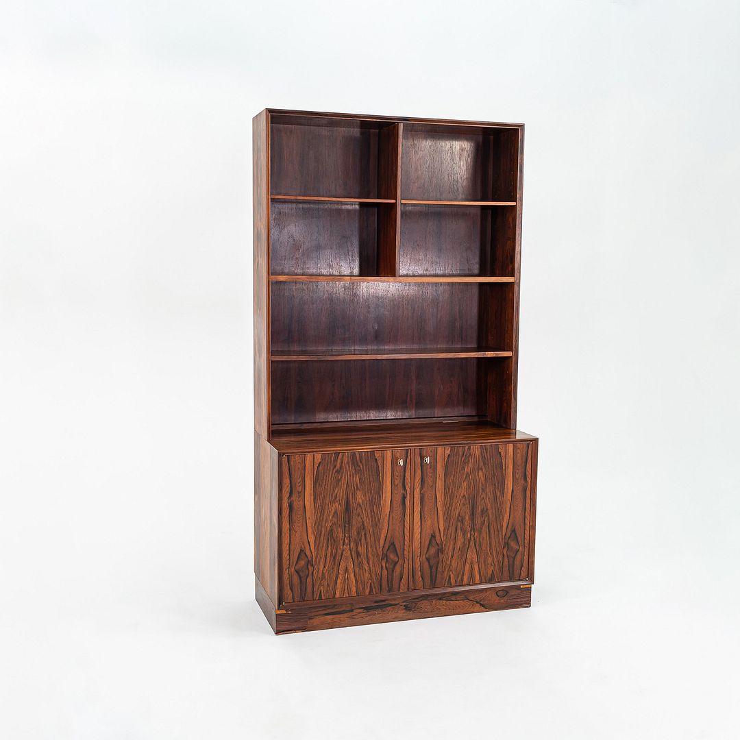1970s Carlo Jensen for Poul Hundevad Danish Rosewood Cabinet with Bookcase Hutch