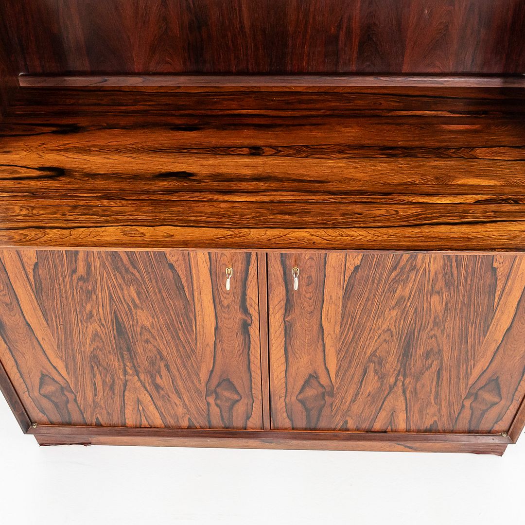 1970s Carlo Jensen for Poul Hundevad Danish Rosewood Cabinet with Bookcase Hutch