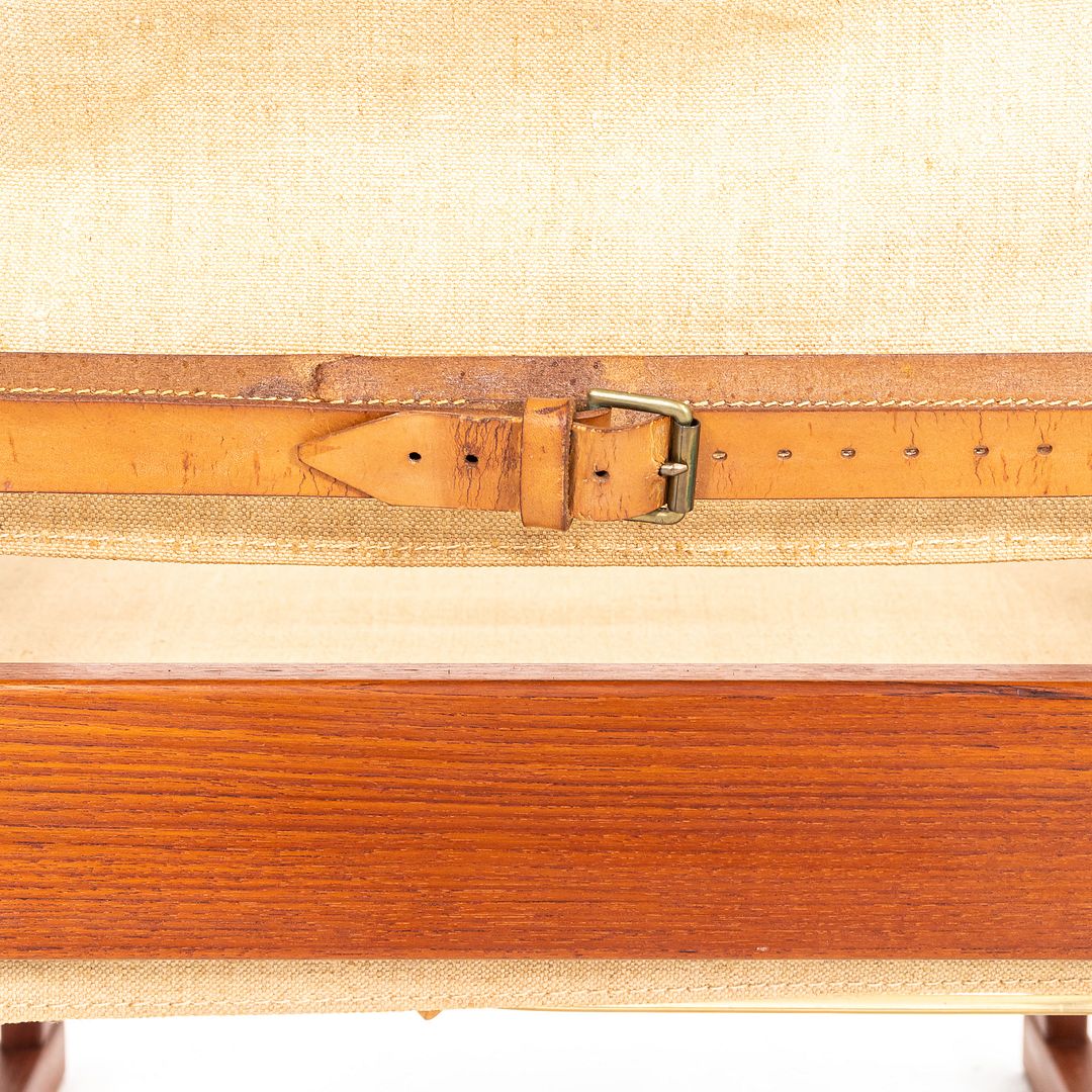 1950s Safari Armchair and Ottoman by Poul Hundevad for Vamdrup Stolefabrik in Canvas and Teak