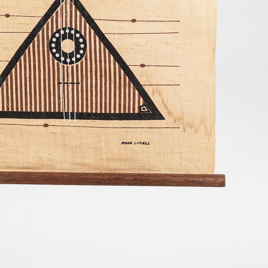 C. 1960s Ross F. Littell Linen Scroll Wall Hanging of Instruments, Example #1