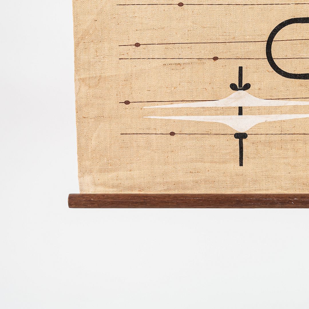 C. 1960s Ross F. Littell Linen Scroll Wall Hanging of Instruments, Example #1