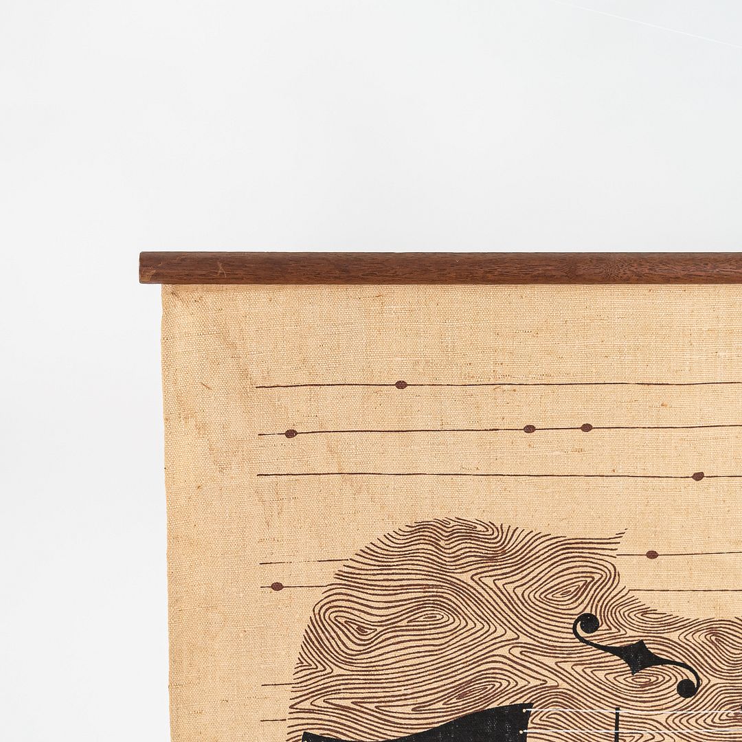 C. 1960s Ross F. Littell Linen Scroll Wall Hanging of Instruments, Example #1