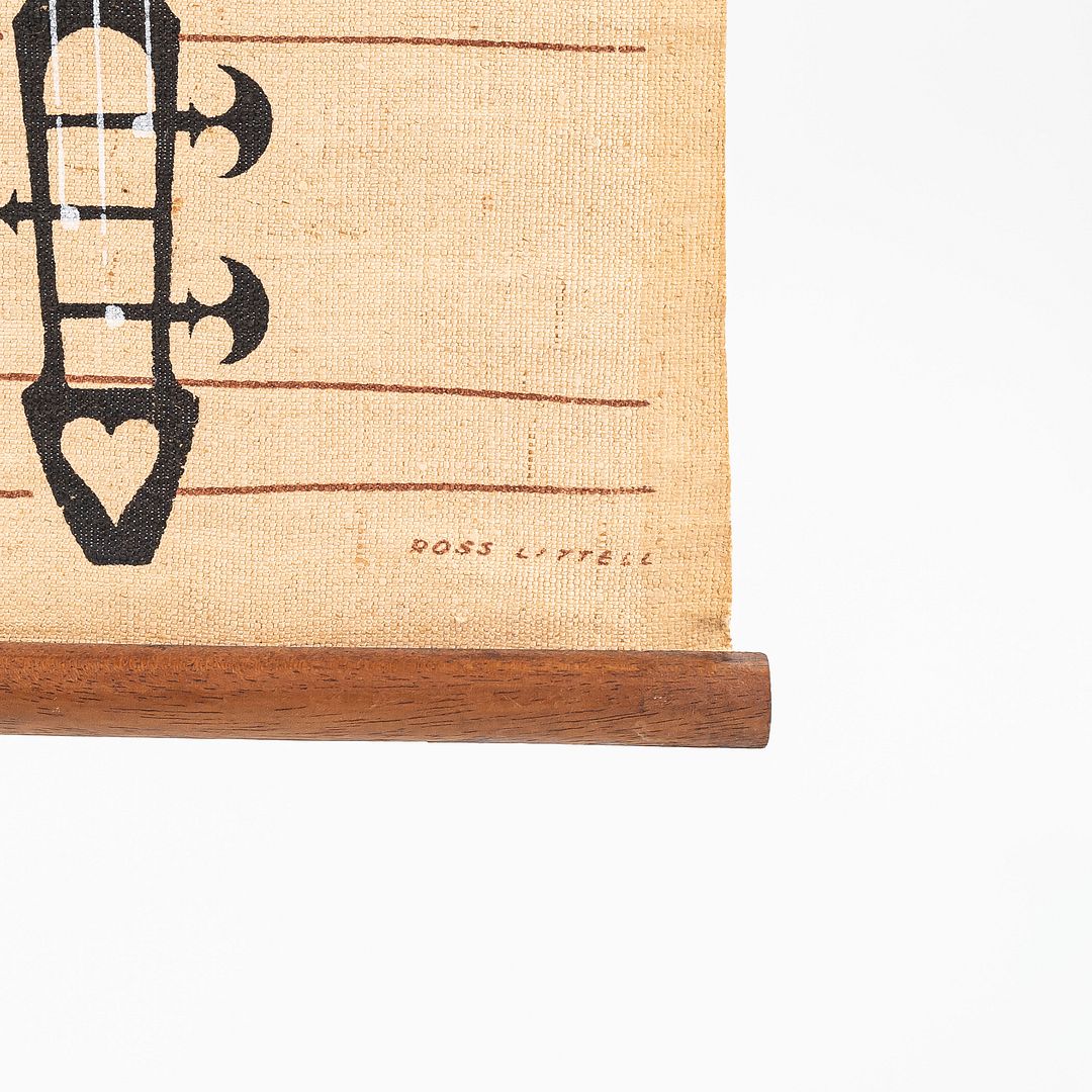C. 1960s Ross F. Littell Linen Scroll Wall Hanging of Instruments, Example #2