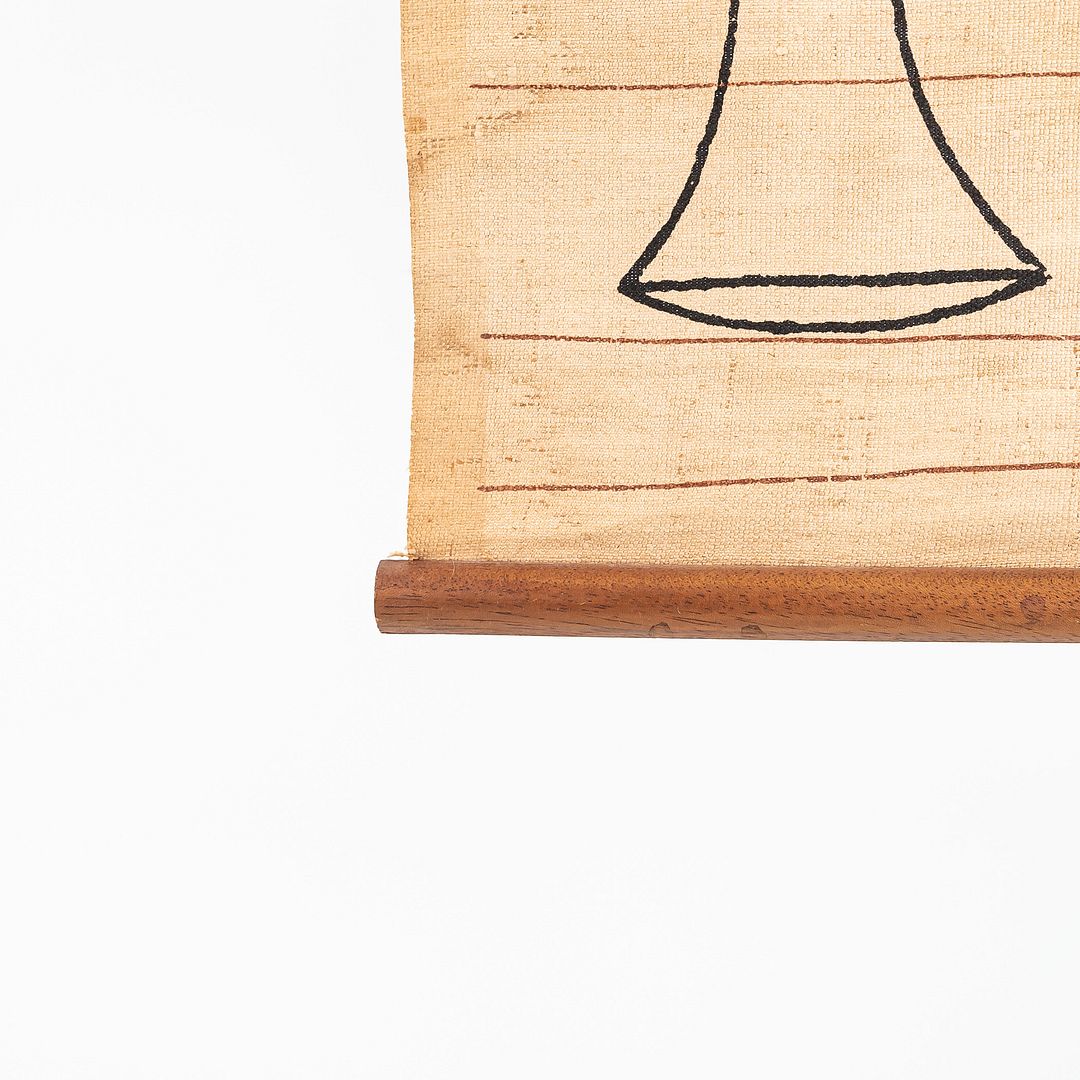 C. 1960s Ross F. Littell Linen Scroll Wall Hanging of Instruments, Example #2