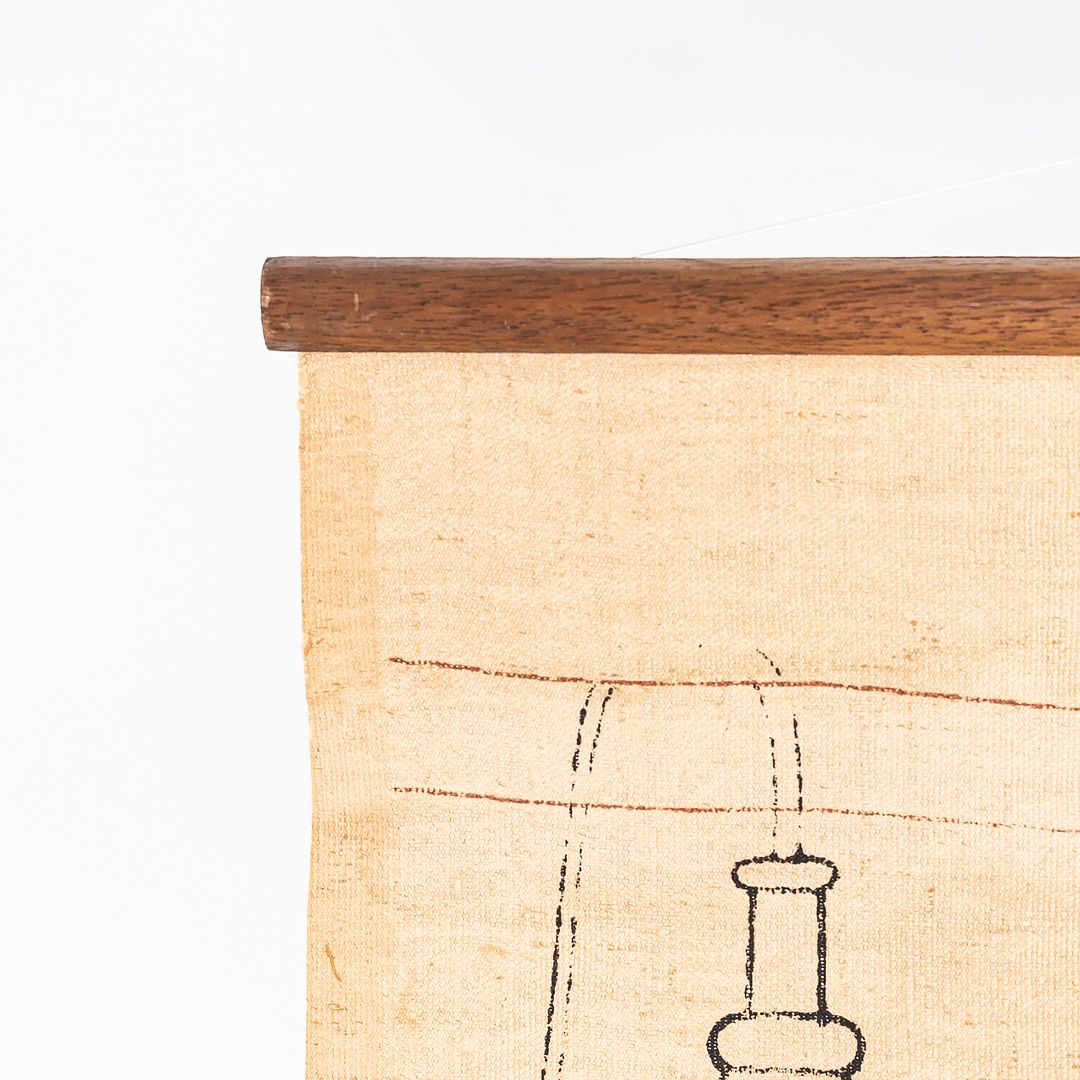 C. 1960s Ross F. Littell Linen Scroll Wall Hanging of Instruments, Example #2