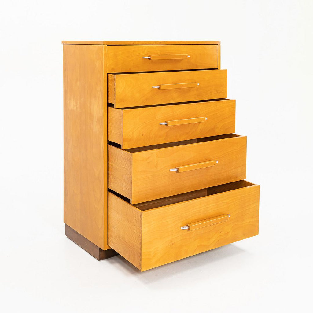 1939 Birch Tallboy 5-Drawer Dresser Cabinet by Eliel Saarinen, J. Robert Swanson, Pipsan Saarinen Swanson for Johnson Furniture Co. in Birch