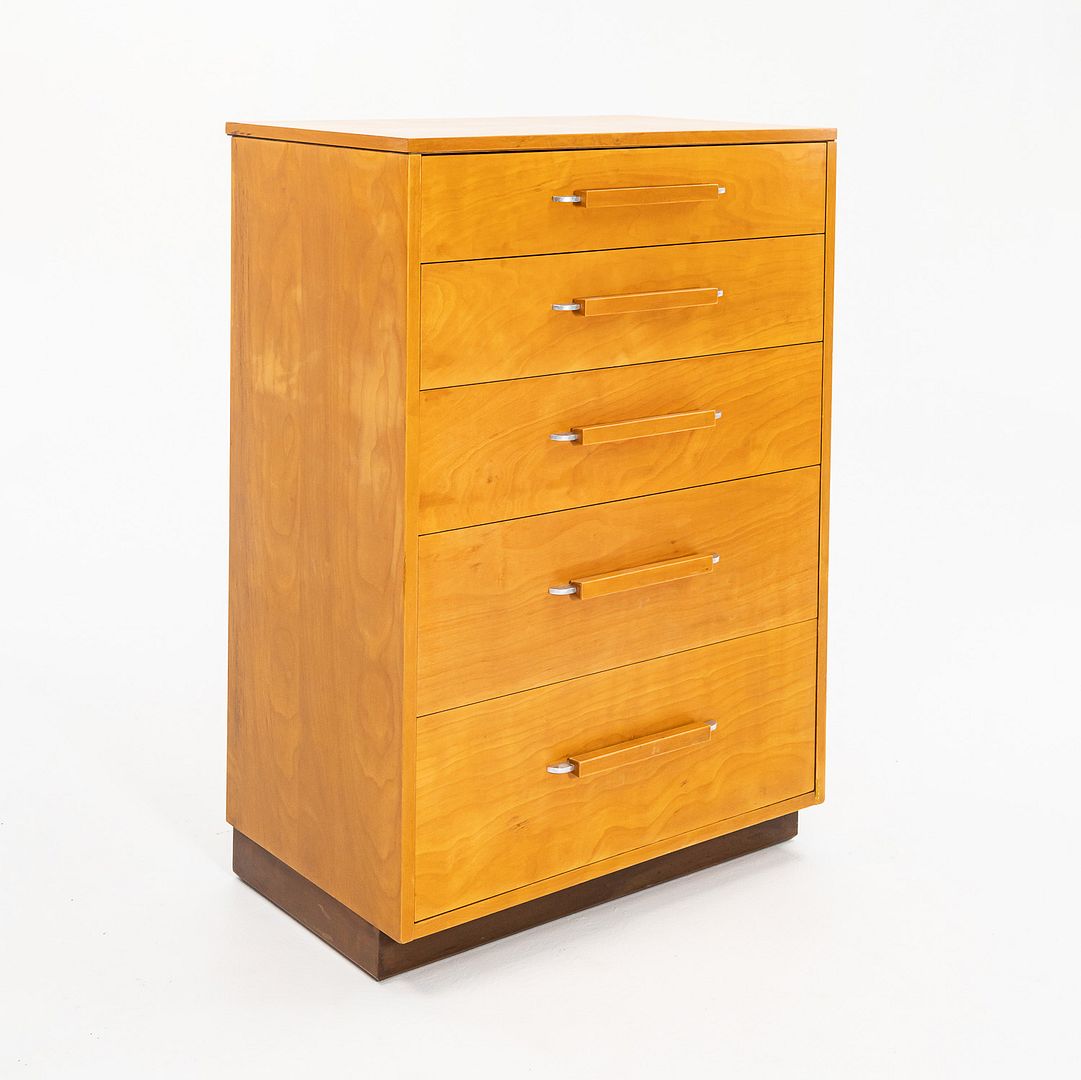 1939 Birch Tallboy 5-Drawer Dresser Cabinet by Eliel Saarinen, J. Robert Swanson, Pipsan Saarinen Swanson for Johnson Furniture Co. in Birch